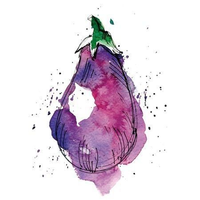 Ink and Watercolor Eggplant