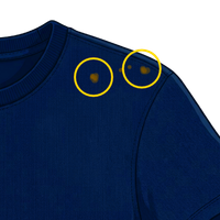 Close-up of bleach spots on a t-shirt shoulder